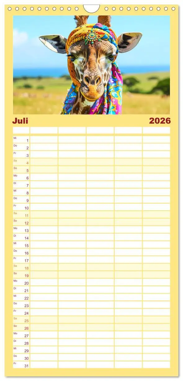Bild: 9783516492552 | Familienplaner 2026 - Giraffen-Trend. Hals und Stil mit 5 Spalten...