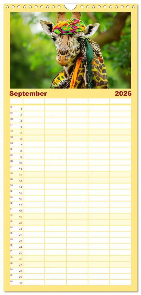 Bild: 9783516492552 | Familienplaner 2026 - Giraffen-Trend. Hals und Stil mit 5 Spalten...