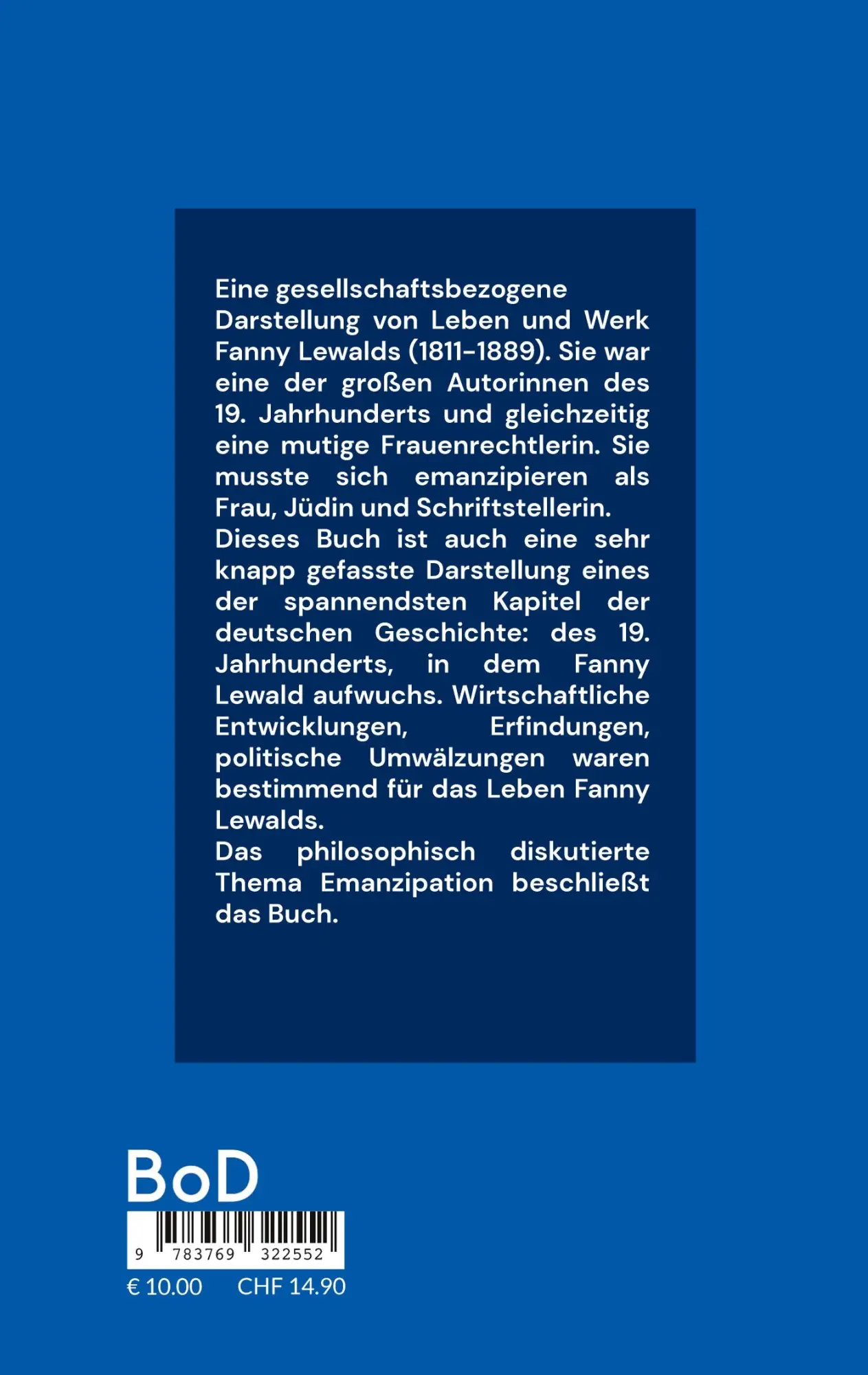 Rückseite: 9783769322552 | Fanny Lewald | Über Emanzipation | Christoph Lanzendörfer | Buch
