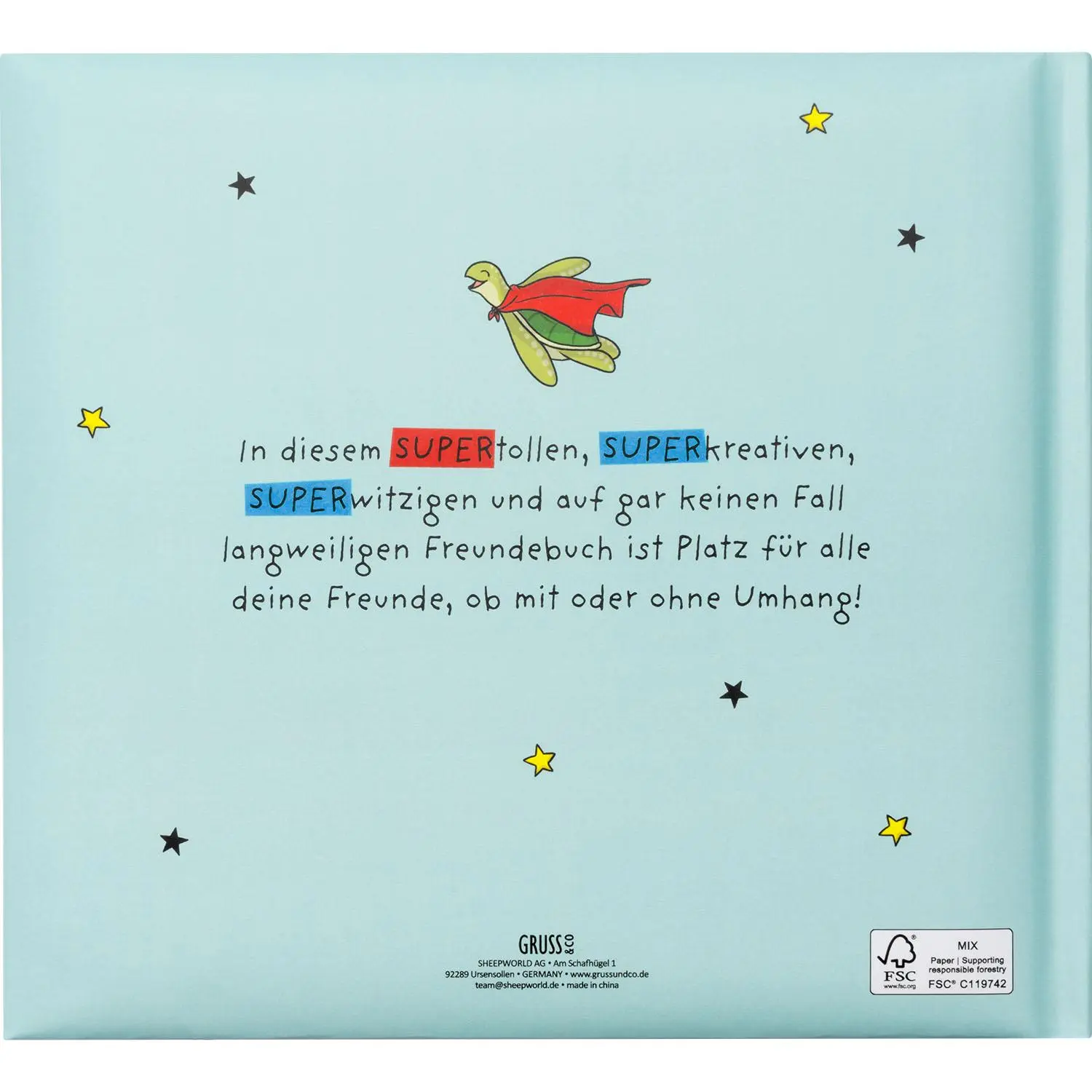 Bild: 4036018742652 | Freundebuch Motiv Blau "Meine Super Freunde" | Sheepworld Ag | Deutsch