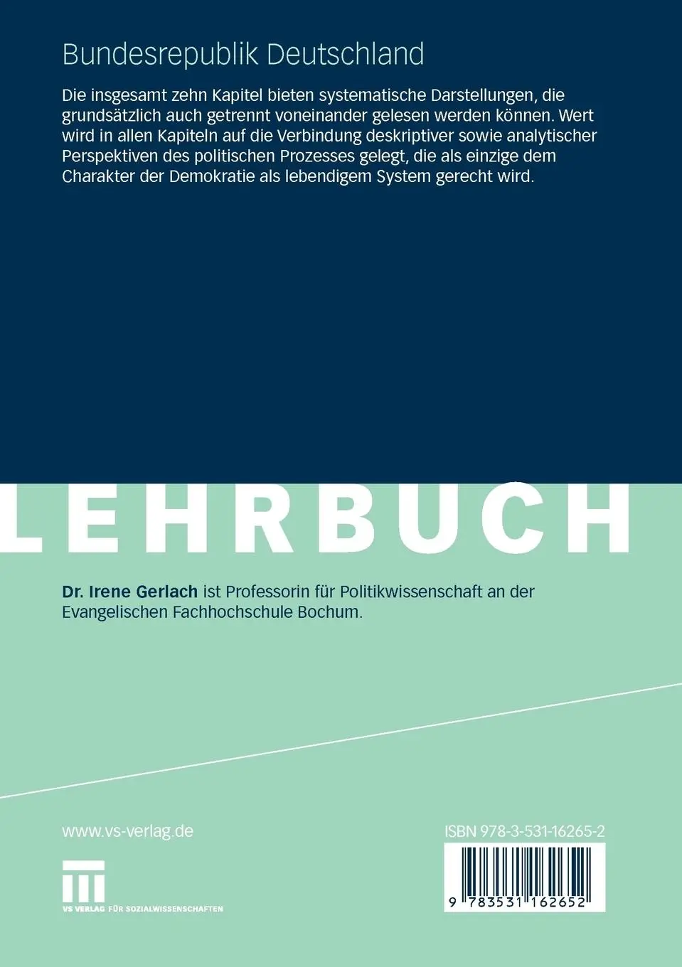 Rückseite: 9783531162652 | Bundesrepublik Deutschland | Irene Gerlach | Taschenbuch | 400 S.