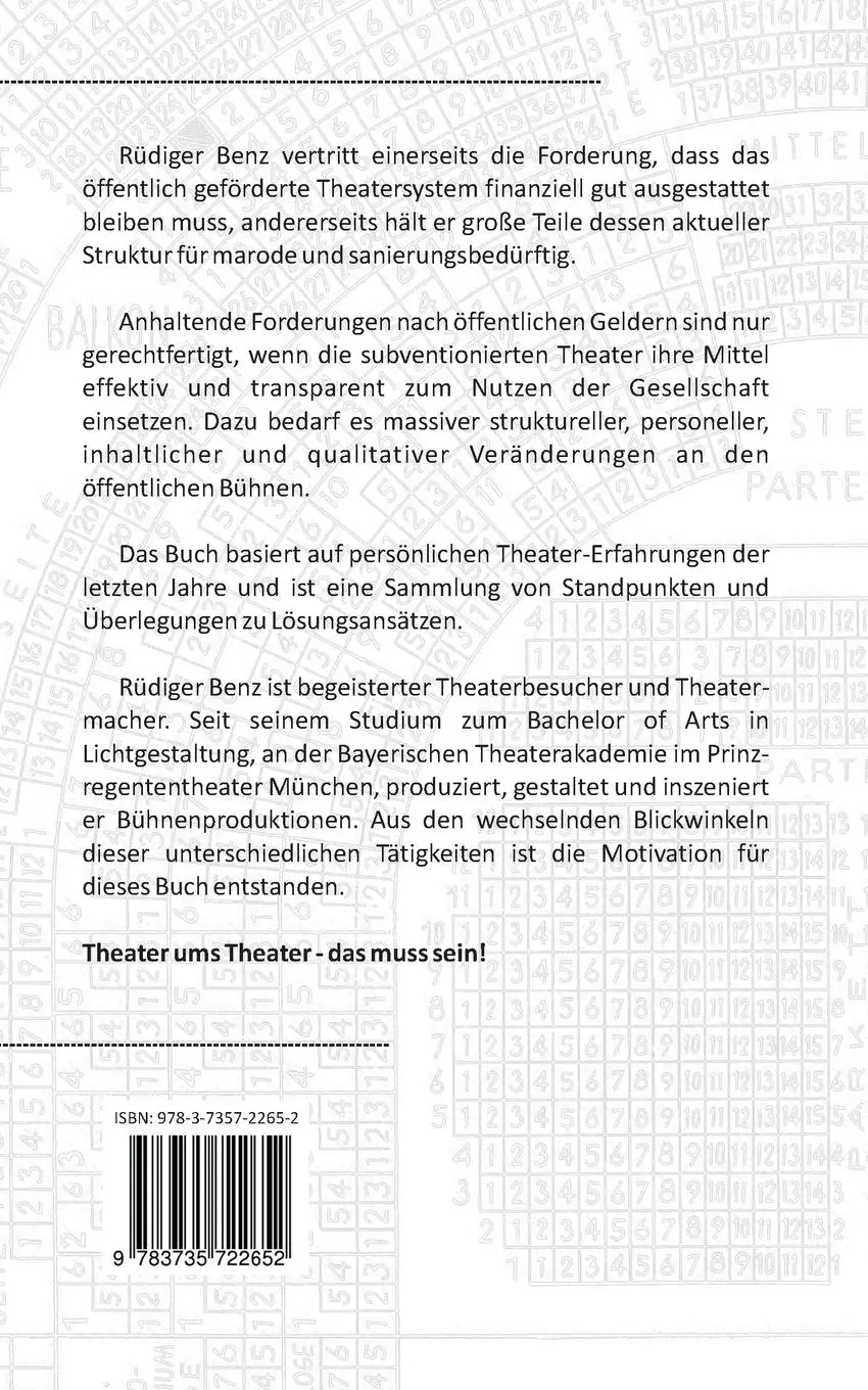 Rückseite: 9783735722652 | Was für ein Theater | Rüdiger Benz | Taschenbuch | 124 S. | Deutsch