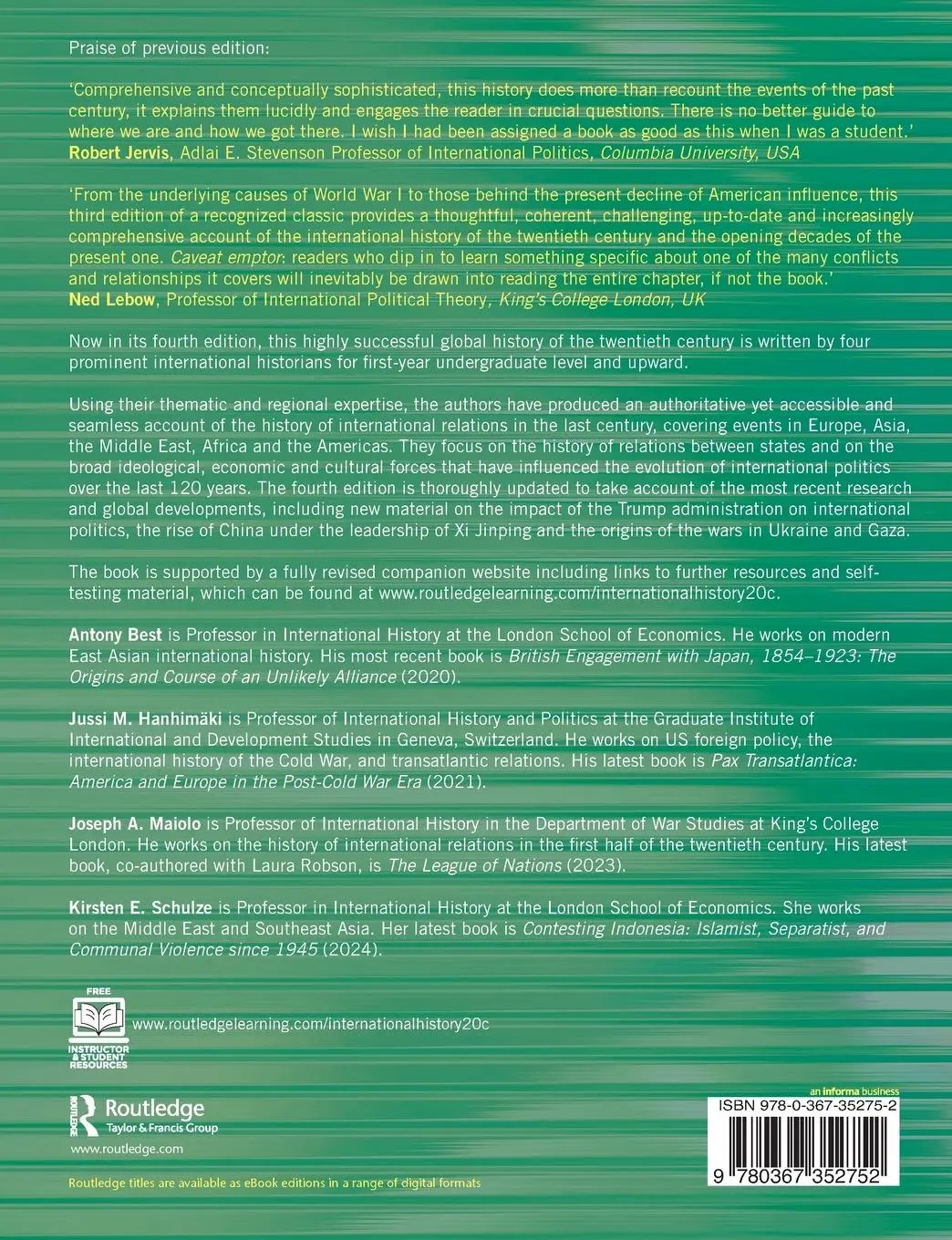 Rückseite: 9780367352752 | International History of the Twentieth Century and Beyond | Buch