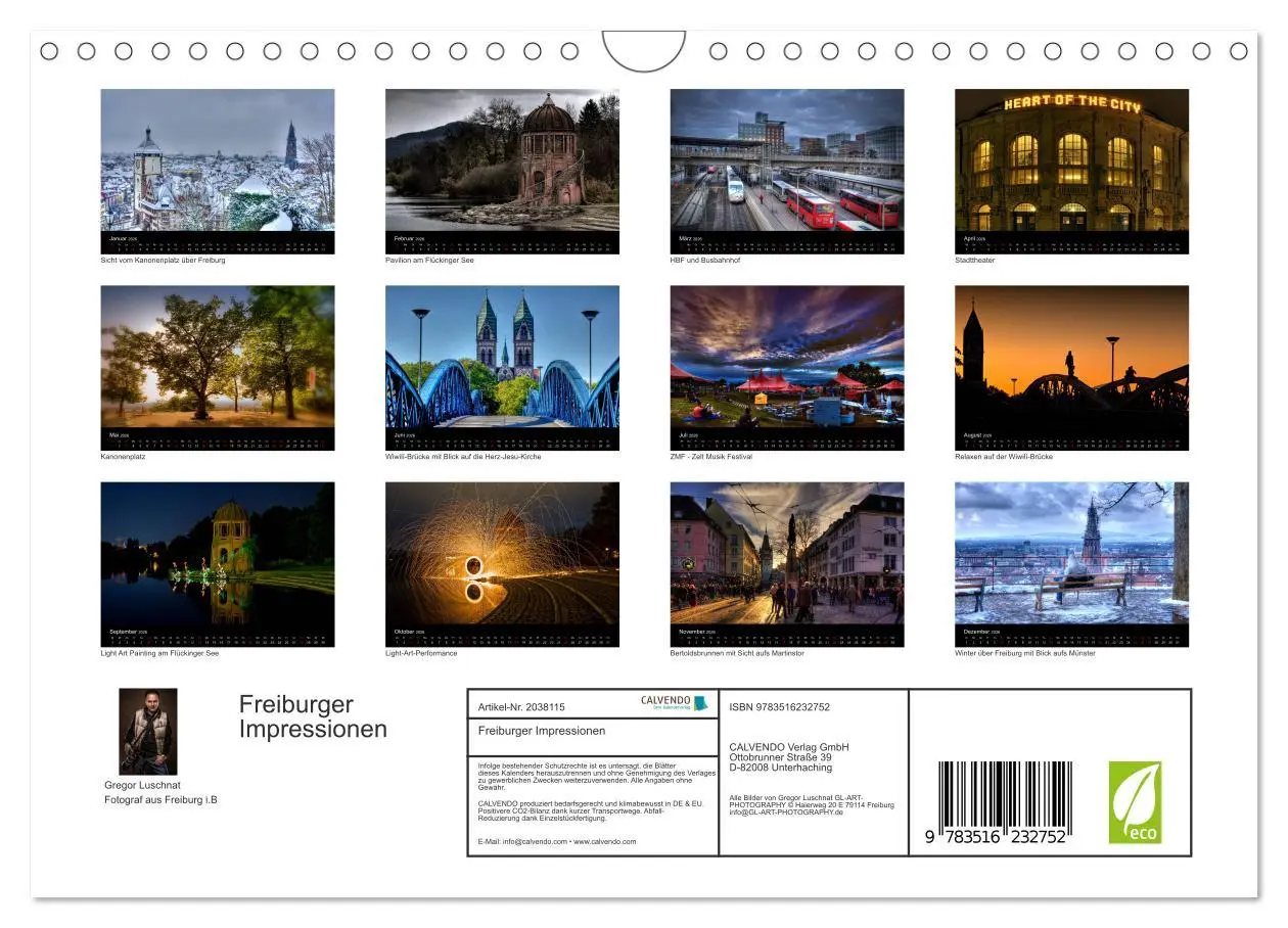 Bild: 9783516232752 | Freiburger Impressionen (Wandkalender 2026 DIN A4 quer), CALVENDO...