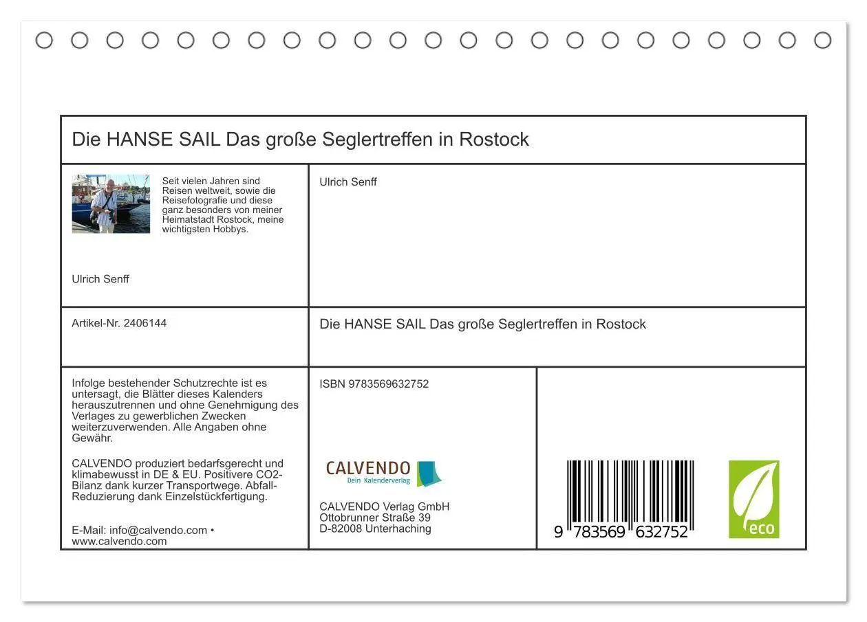 Bild: 9783569632752 | Die HANSE SAIL Das große Seglertreffen in Rostock (Tischkalender...