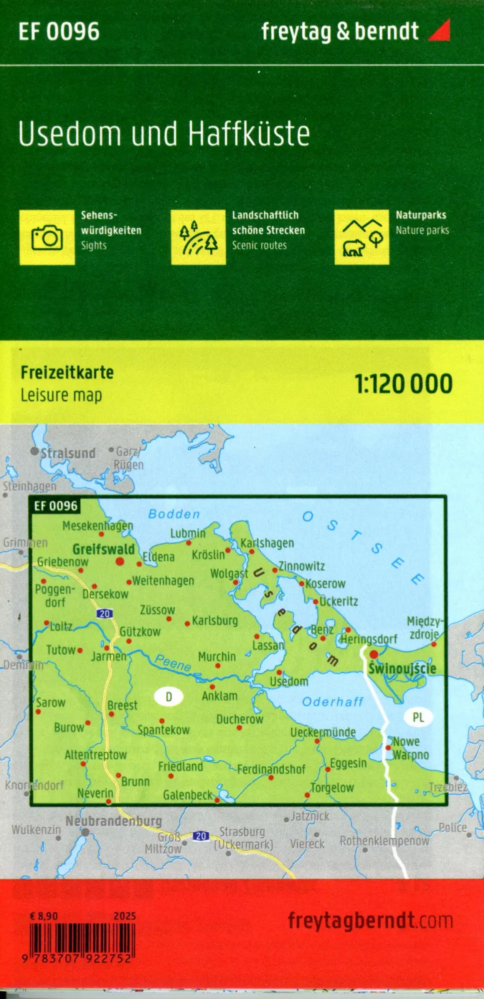 Bild: 9783707922752 | freytag &amp; berndt Freizeitkarte Usedom und Haffküste 1:120.000 | Berndt