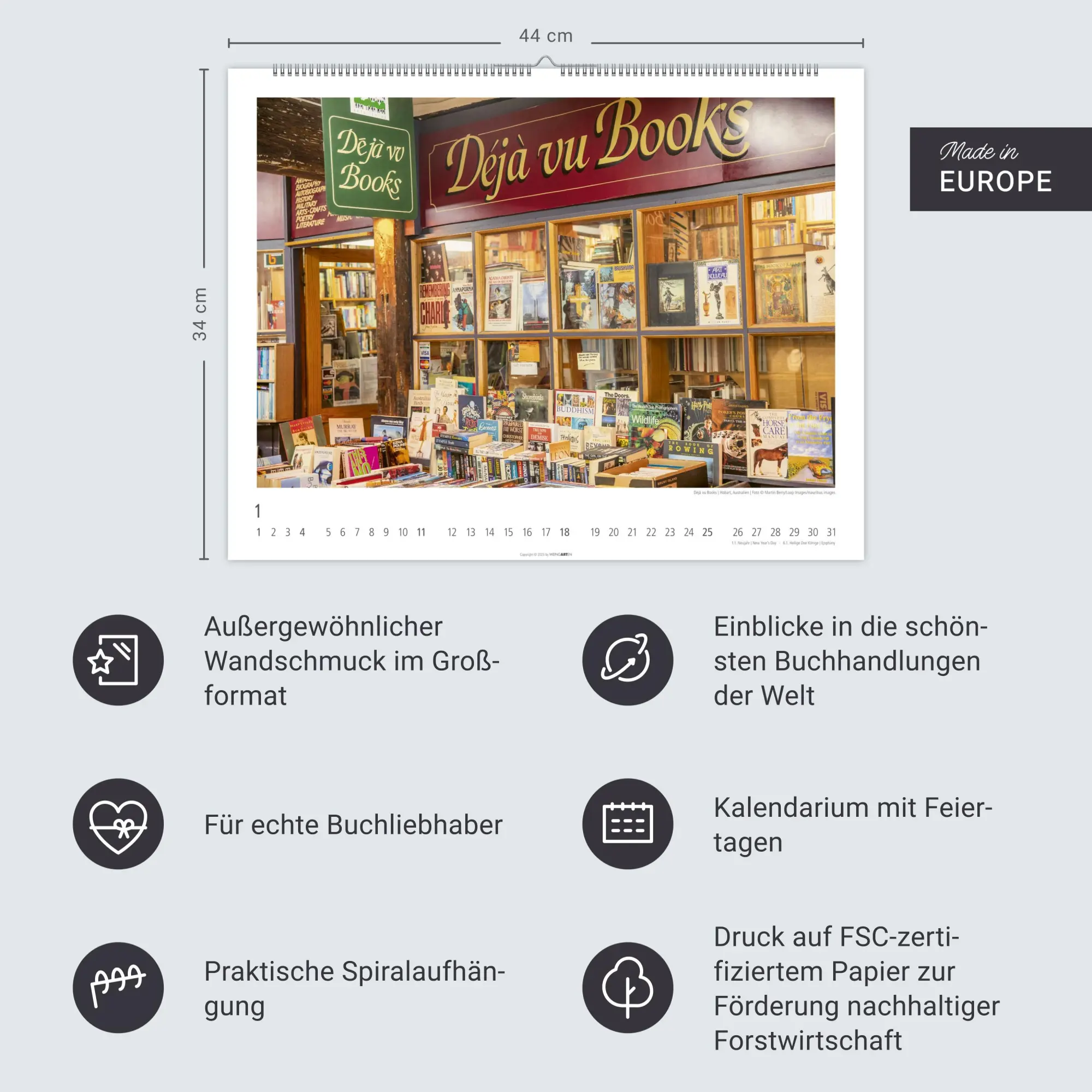Bild: 9783839902752 | Lieblings-Buchhandlungen Kalender 2026 | Kalender | Spiralbindung