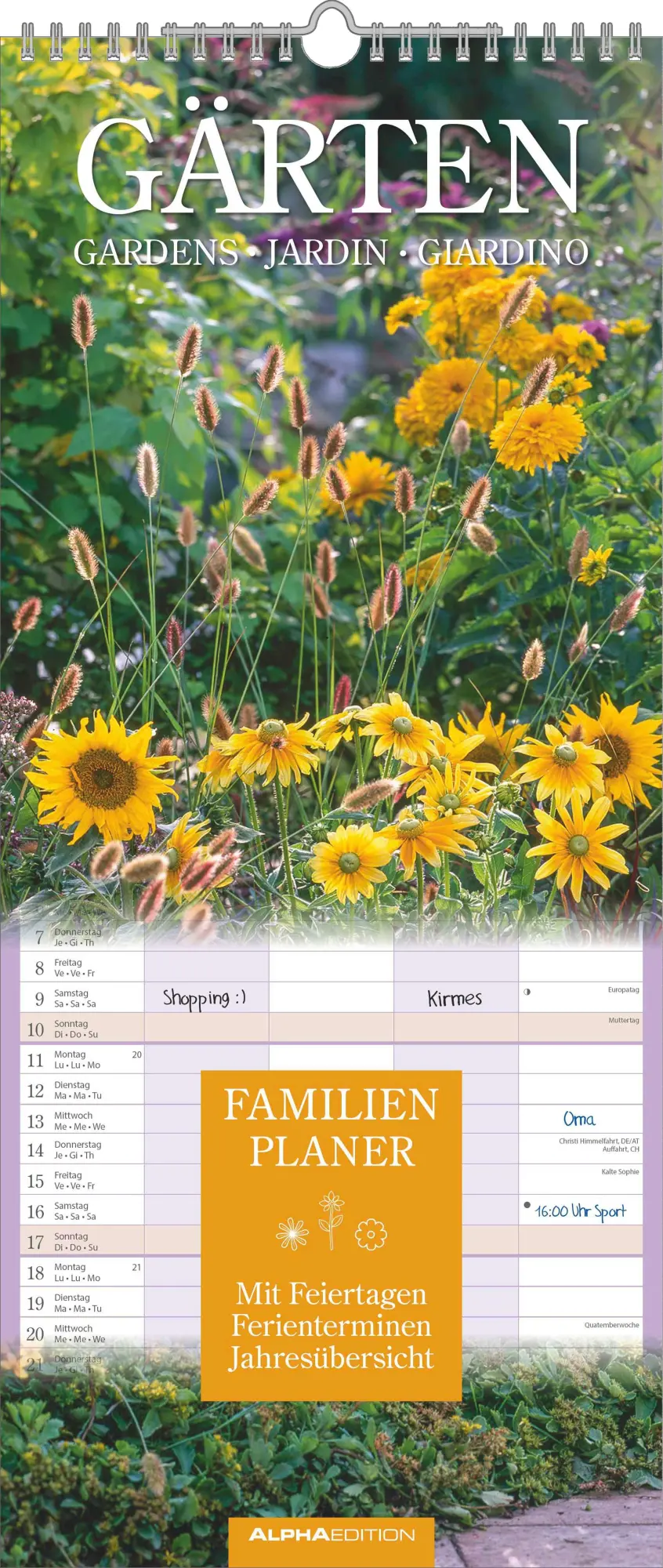 Cover: 4069095002852 | Gärten 2026 Familienplaner - Wandkalender - Familienkalender - 19,5x45
