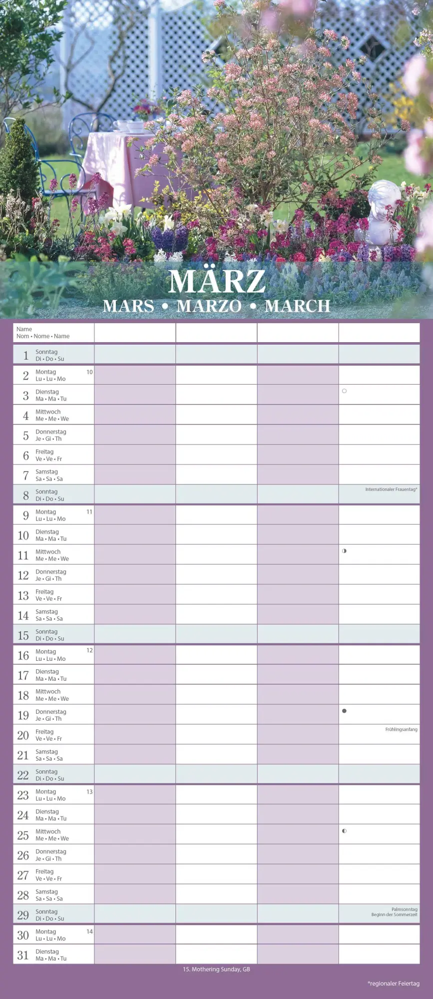 Bild: 4069095002852 | Gärten 2026 Familienplaner - Wandkalender - Familienkalender - 19,5x45
