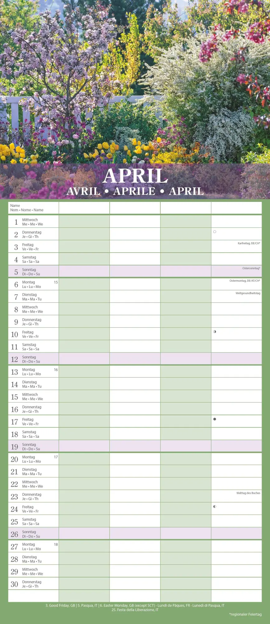 Bild: 4069095002852 | Gärten 2026 Familienplaner - Wandkalender - Familienkalender - 19,5x45