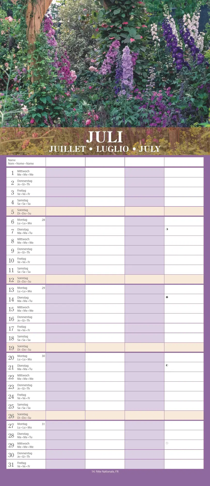 Bild: 4069095002852 | Gärten 2026 Familienplaner - Wandkalender - Familienkalender - 19,5x45