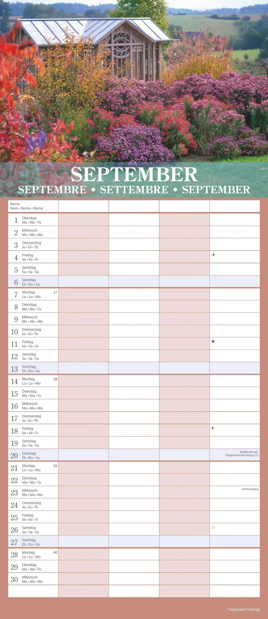 Bild: 4069095002852 | Gärten 2026 Familienplaner - Wandkalender - Familienkalender - 19,5x45