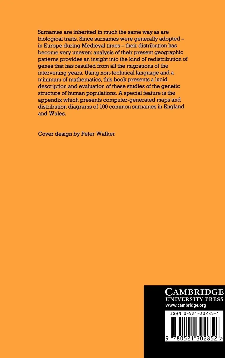 Rückseite: 9780521302852 | Surnames and Genetic Structure | Gabriel Ward Lasker | Buch | Englisch