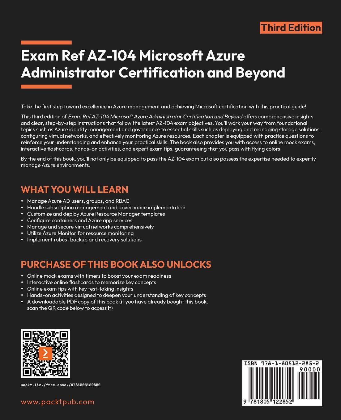 Rückseite: 9781805122852 | Exam Ref AZ-104 Microsoft Azure Administrator Certification and...