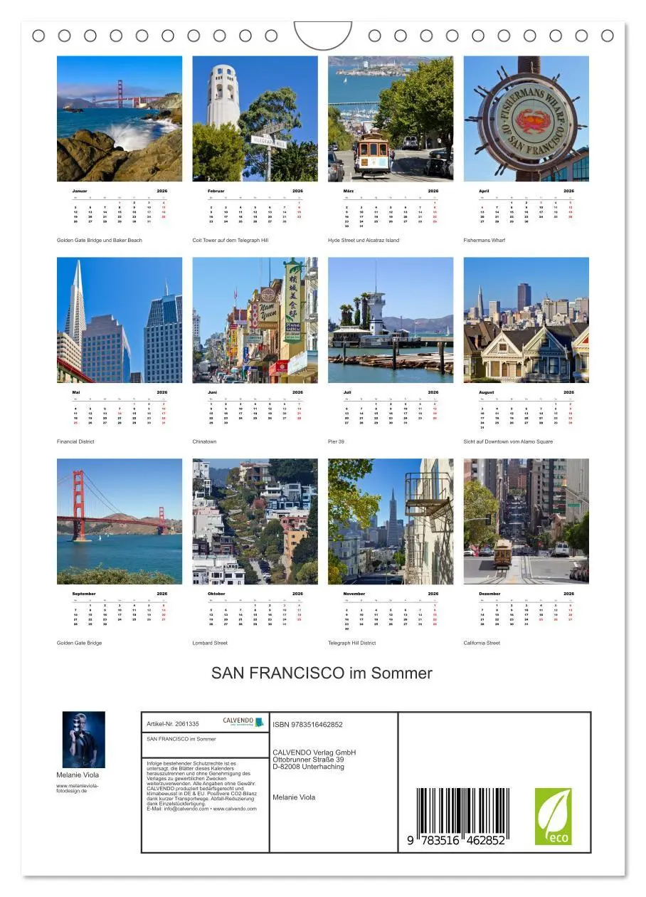 Bild: 9783516462852 | SAN FRANCISCO im Sommer (Wandkalender 2026 DIN A4 hoch), CALVENDO...
