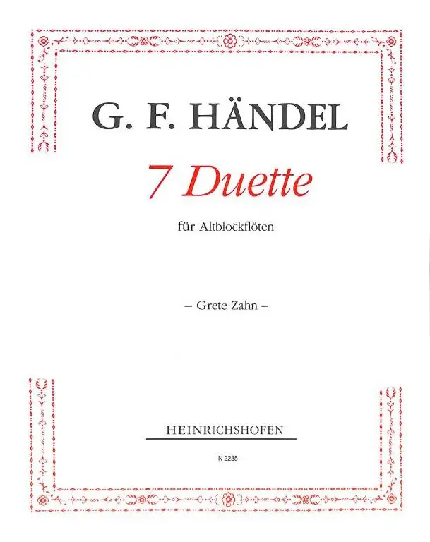 Cover: 9790204422852 | 7 Duette für 2 Altblockflöten | Georg Friedrich Händel | Buch