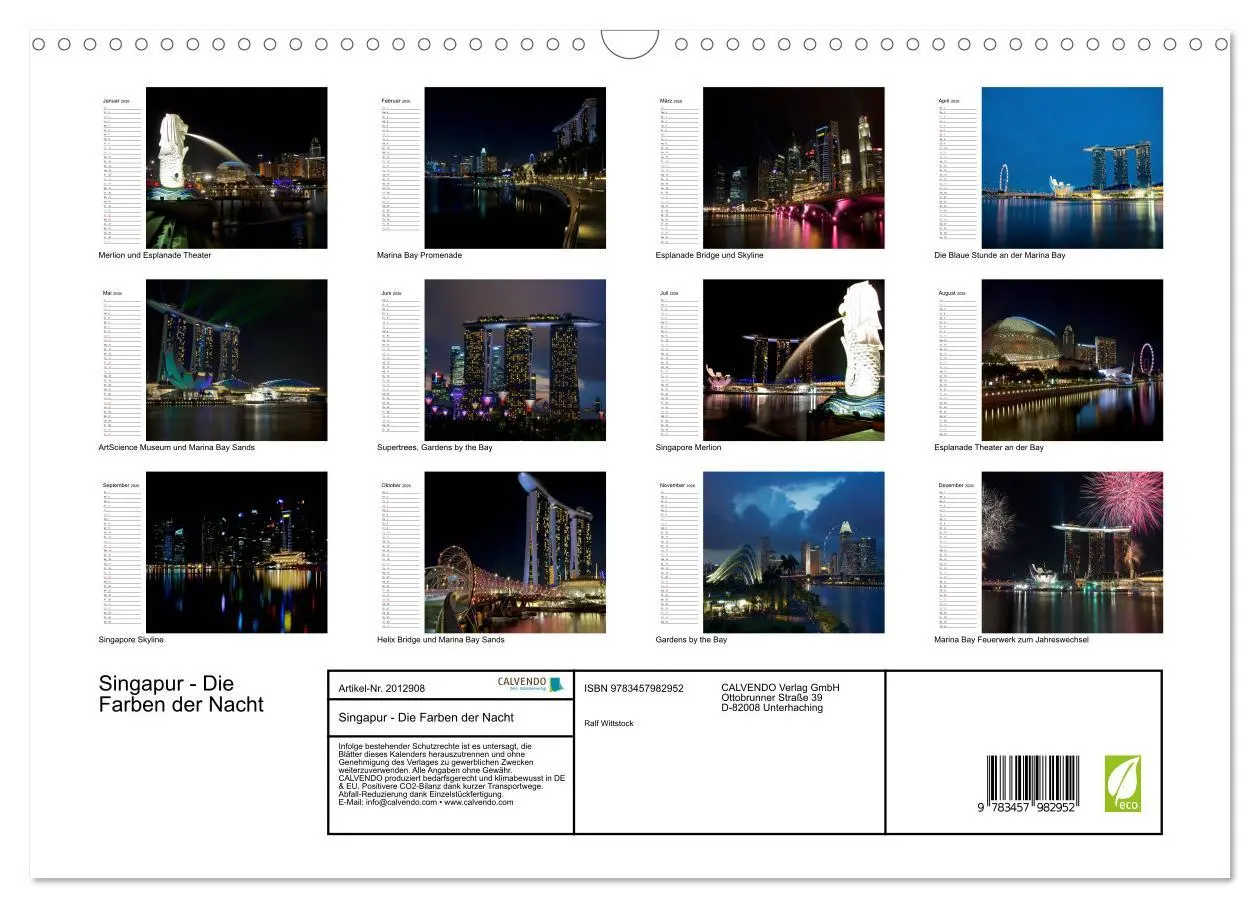 Bild: 9783457982952 | Singapur - Die Farben der Nacht (Wandkalender 2026 DIN A3 quer),...
