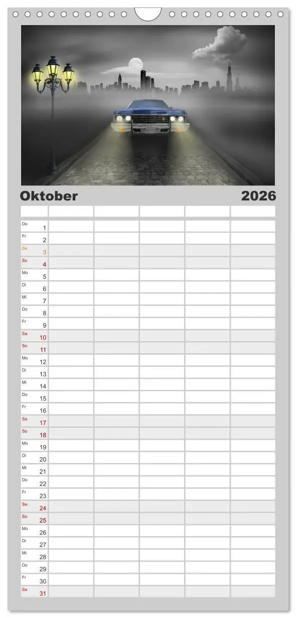Bild: 9783516522952 | Familienplaner 2026 - Oldtimer auf Reisen mit 5 Spalten...