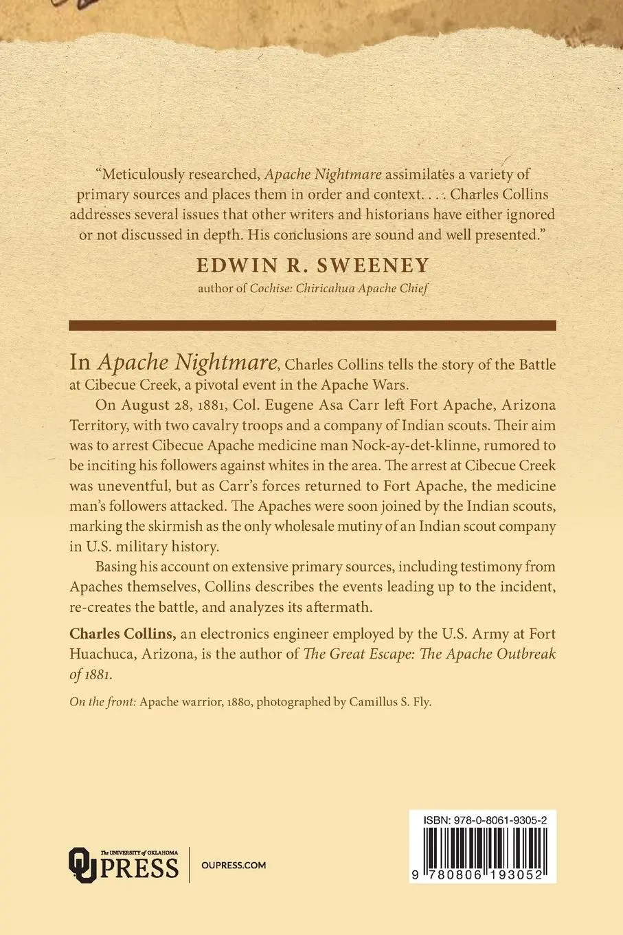 Rückseite: 9780806193052 | Apache Nightmare | The Battle at Cibecue Creek | Charles Collins