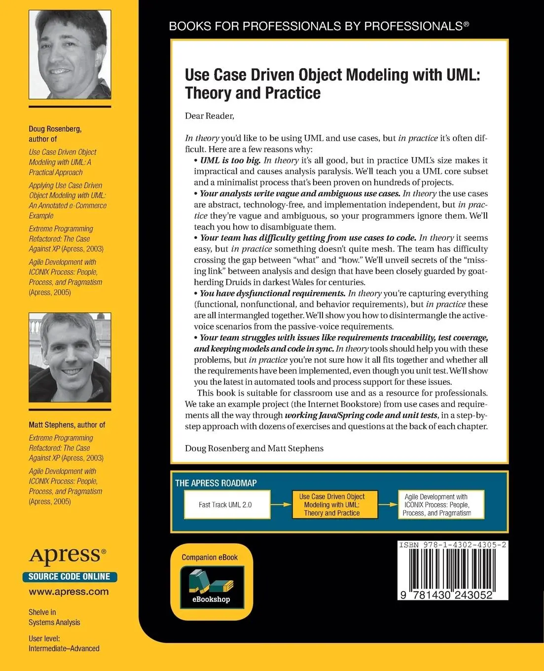 Rückseite: 9781430243052 | Use Case Driven Object Modeling with UML | Theory and Practice | Buch