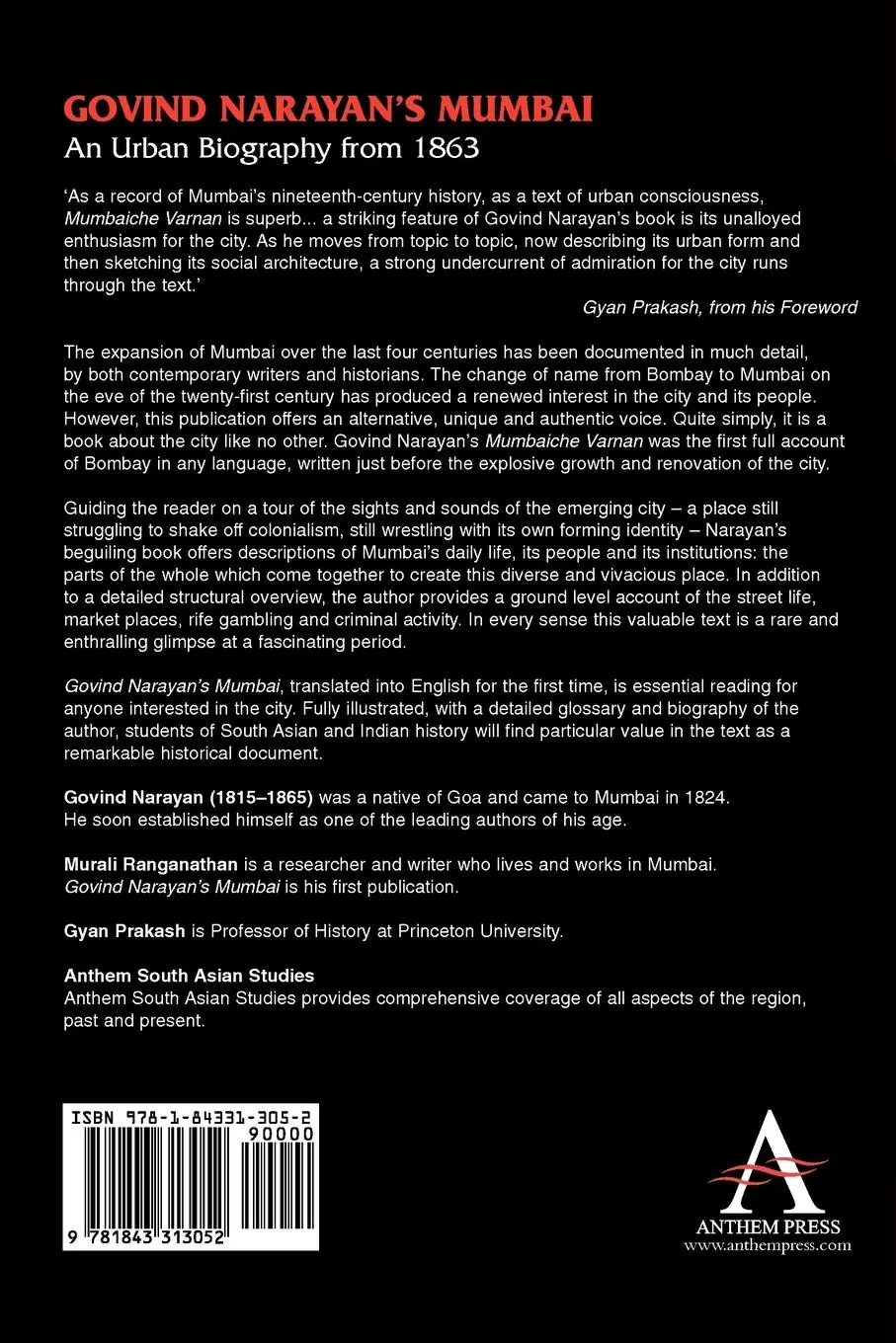 Rückseite: 9781843313052 | Govind Narayan's Mumbai | An Urban Biography from 1863 | Ranganathan