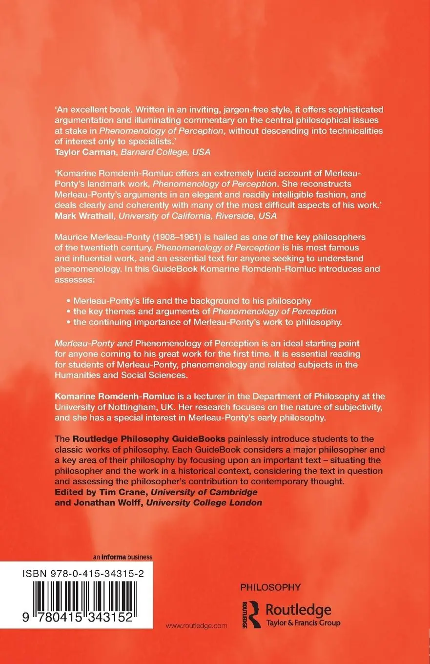 Rückseite: 9780415343152 | Routledge Philosophy GuideBook to Merleau-Ponty and Phenomenology...