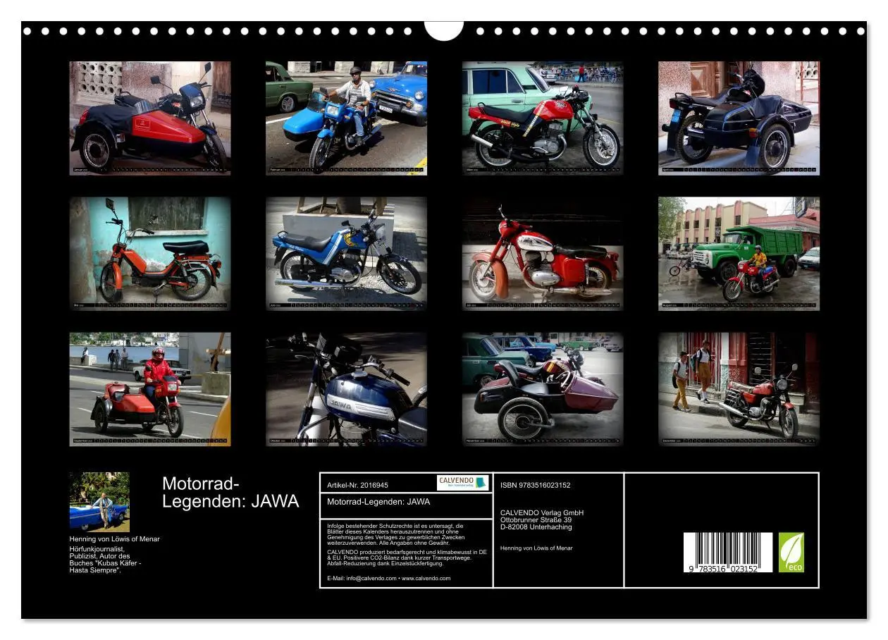 Bild: 9783516023152 | Motorrad-Legenden: JAWA (Wandkalender 2026 DIN A3 quer), CALVENDO...
