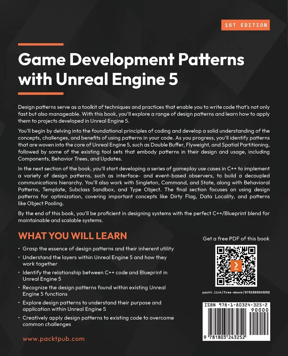 Rückseite: 9781803243252 | Game Development Patterns with Unreal Engine 5 | Stuart Butler (u. a.)