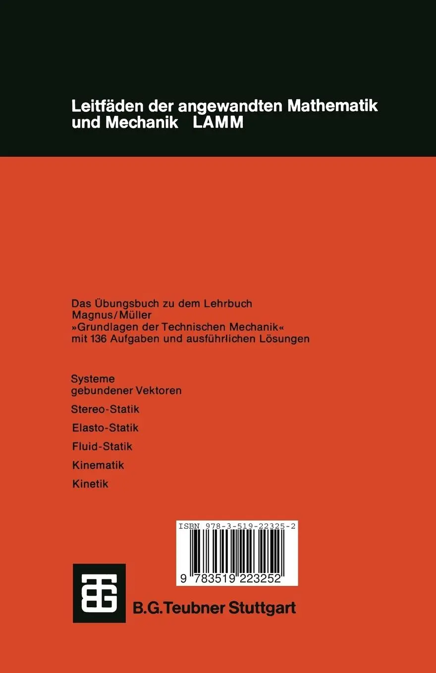 Rückseite: 9783519223252 | Übungen zur Technischen Mechanik | Kurt Magnus (u. a.) | Taschenbuch