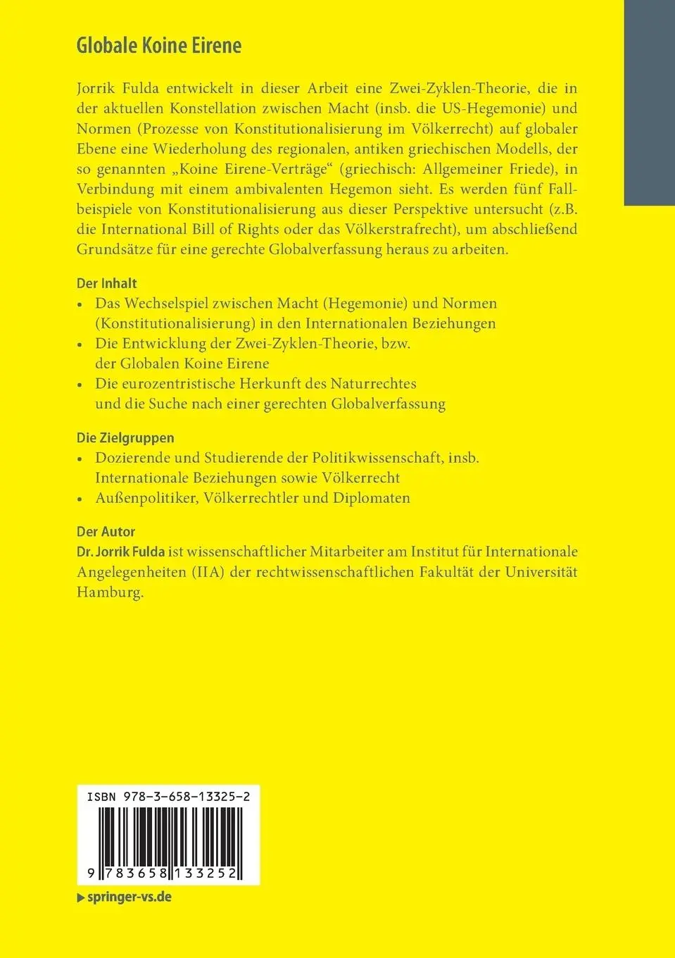 Rückseite: 9783658133252 | Globale Koine Eirene | Jorrik Fulda | Taschenbuch | xix | Deutsch
