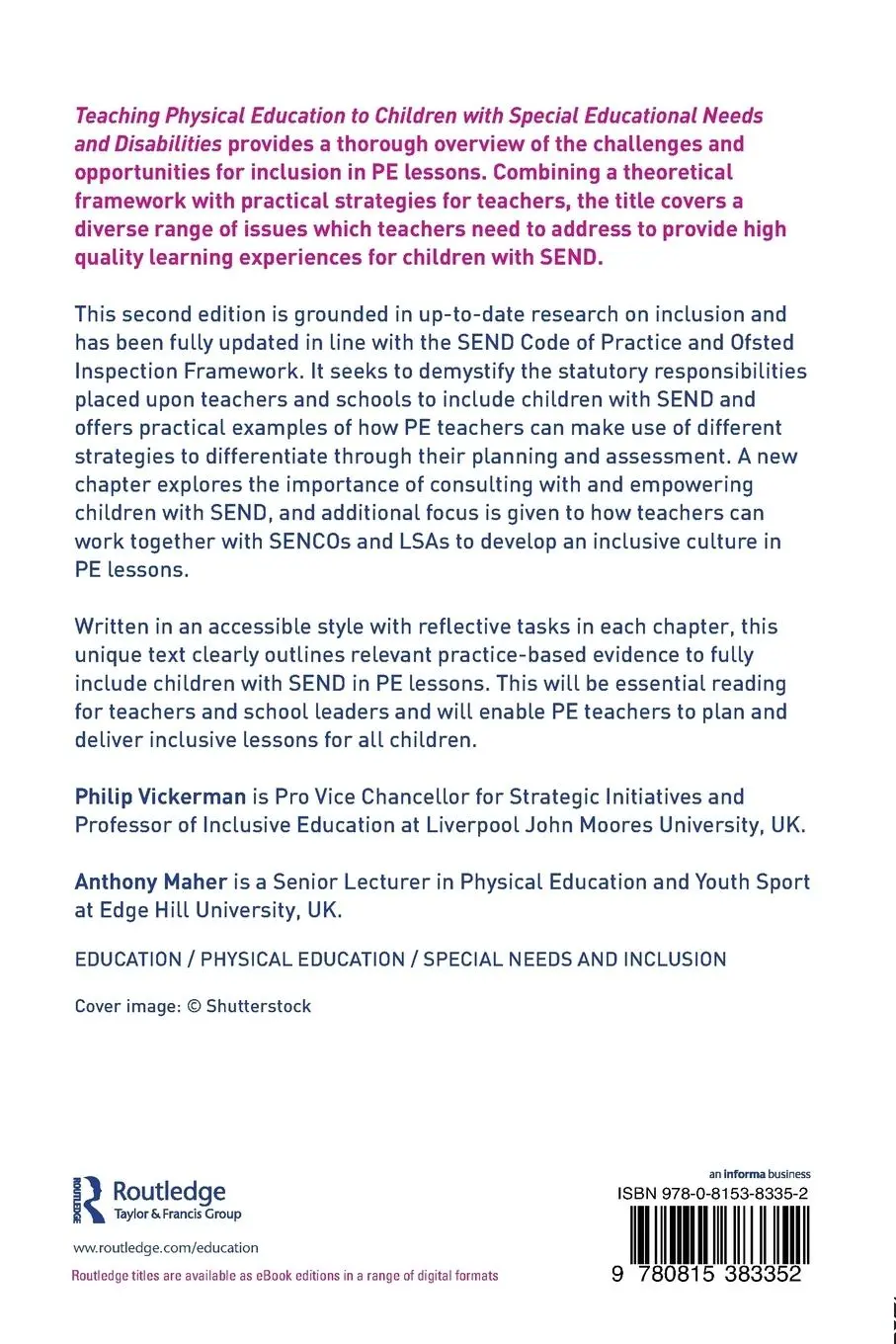 Rückseite: 9780815383352 | Teaching Physical Education to Children with Special Educational...