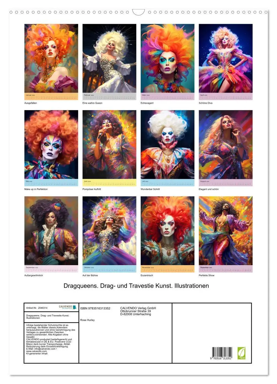 Bild: 9783516313352 | Dragqueens. Drag- und Travestie Kunst. Illustrationen (Wandkalender...