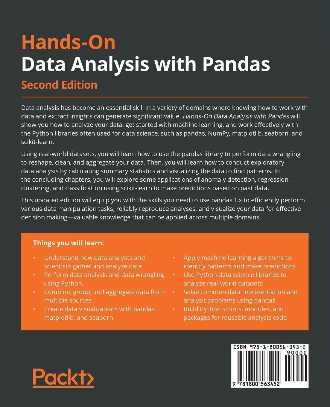 Rückseite: 9781800563452 | Hands-On Data Analysis with Pandas - Second Edition | Stefanie Molin