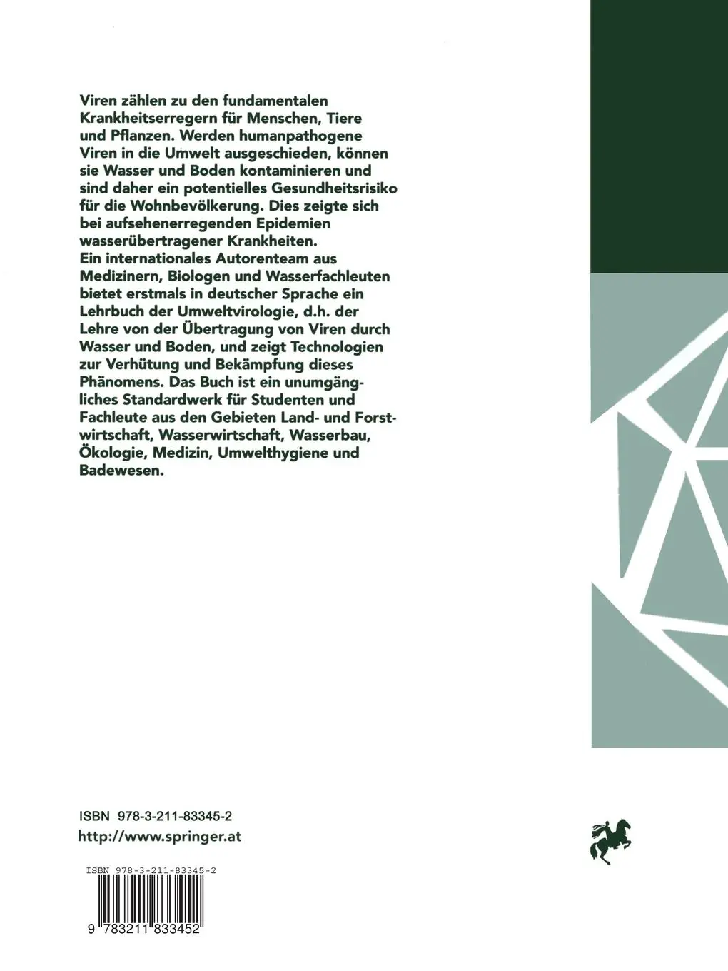 Rückseite: 9783211833452 | Umweltvirologie | Viren in Wasser und Boden | Renate Walter | Buch