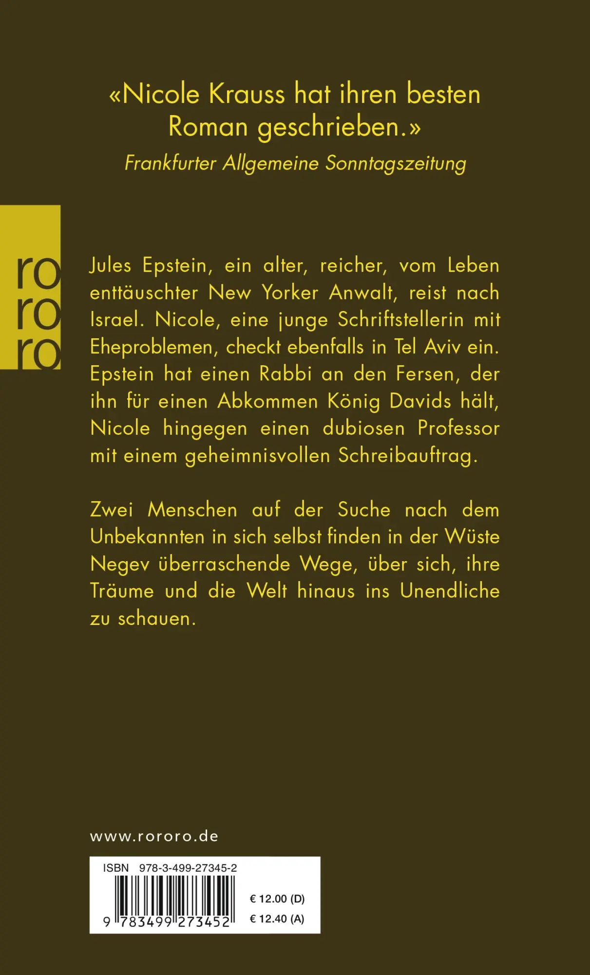 Rückseite: 9783499273452 | Waldes Dunkel | Nicole Krauss | Taschenbuch | 384 S. | Deutsch | 2019