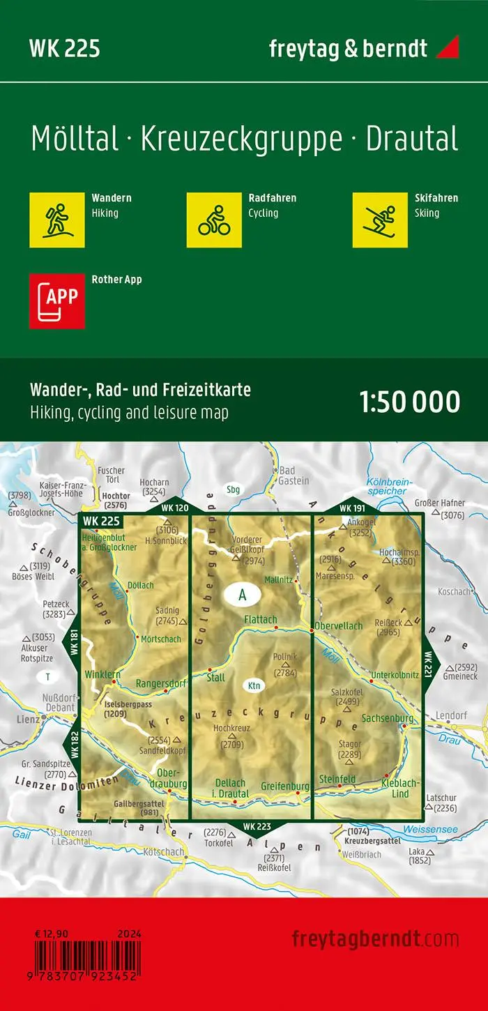 Rückseite: 9783707923452 | Mölltal, Wander-, Rad- und Freizeitkarte 1:50.000, freytag &amp;...