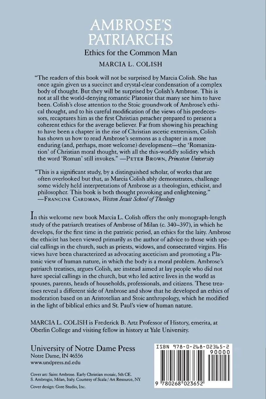 Rückseite: 9780268023652 | Ambrose's Patriarchs | Ethics for the Common Man | Marcia L. Colish
