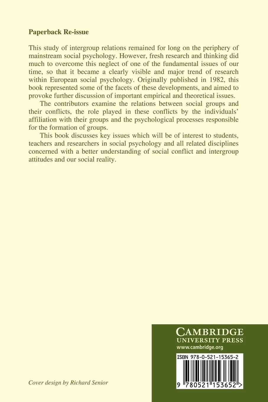 Rückseite: 9780521153652 | Social Identity and Intergroup Relations | Henri Tajfel | Taschenbuch