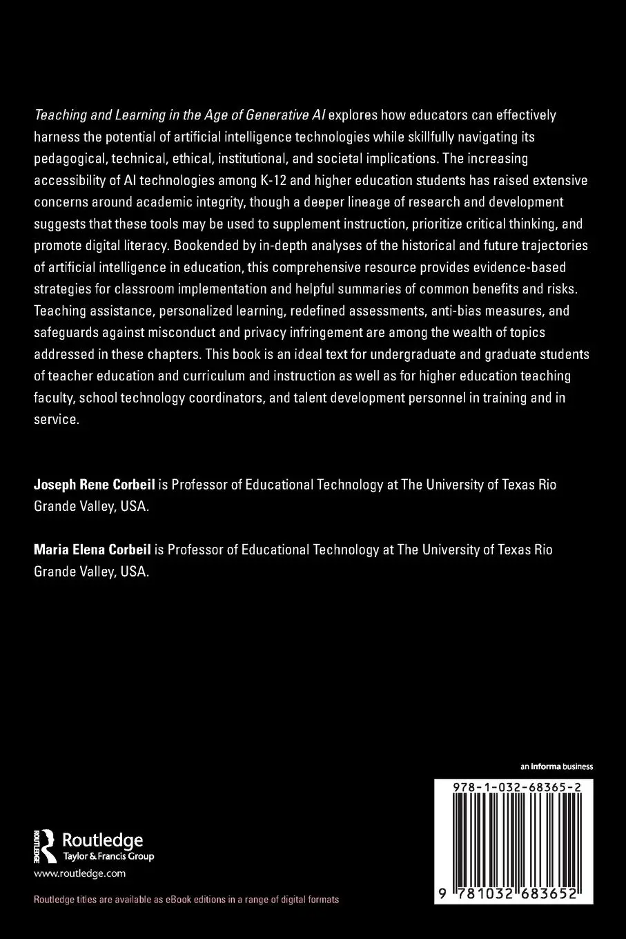 Rückseite: 9781032683652 | Teaching and Learning in the Age of Generative AI | Corbeil (u. a.)