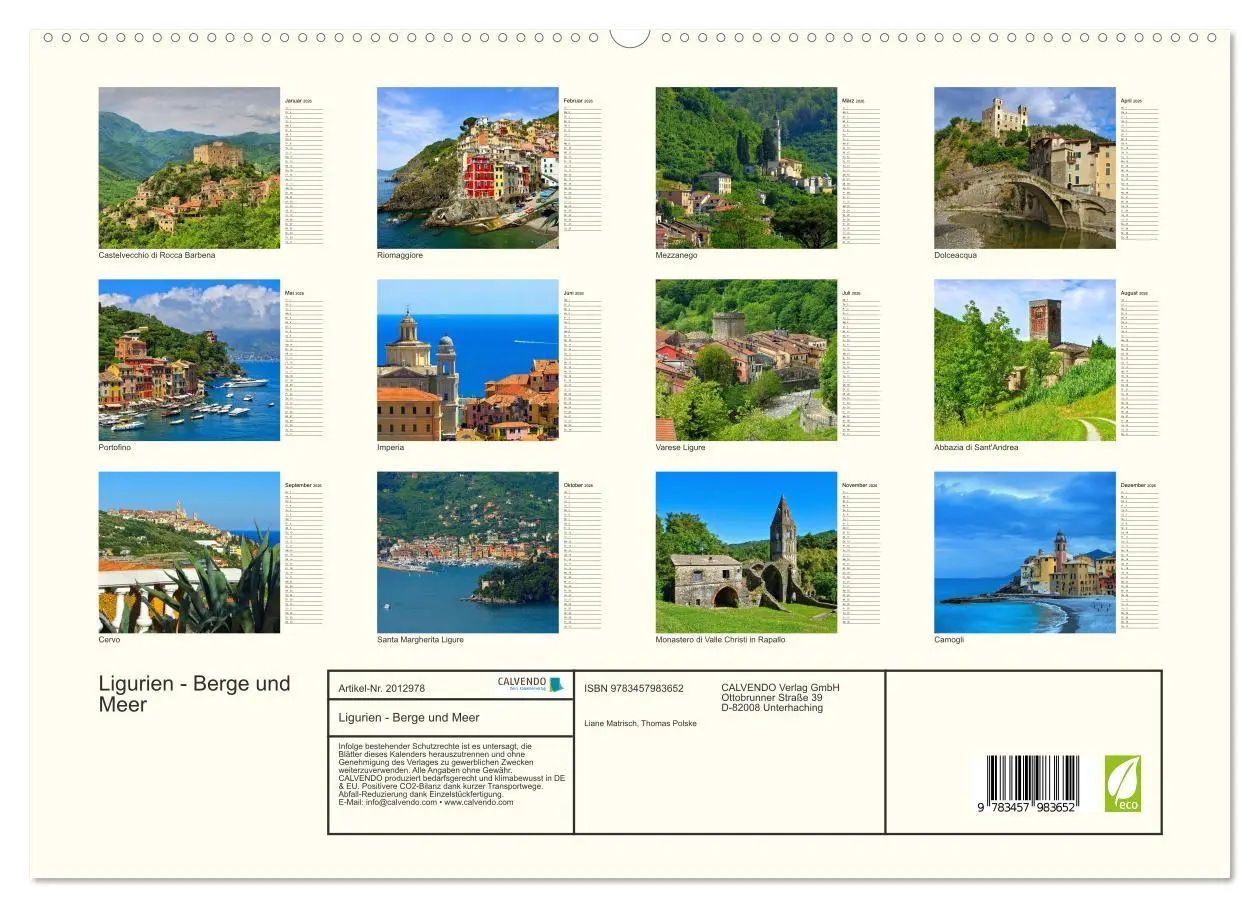 Bild: 9783457983652 | Ligurien - Berge und Meer (hochwertiger Premium Wandkalender 2026...