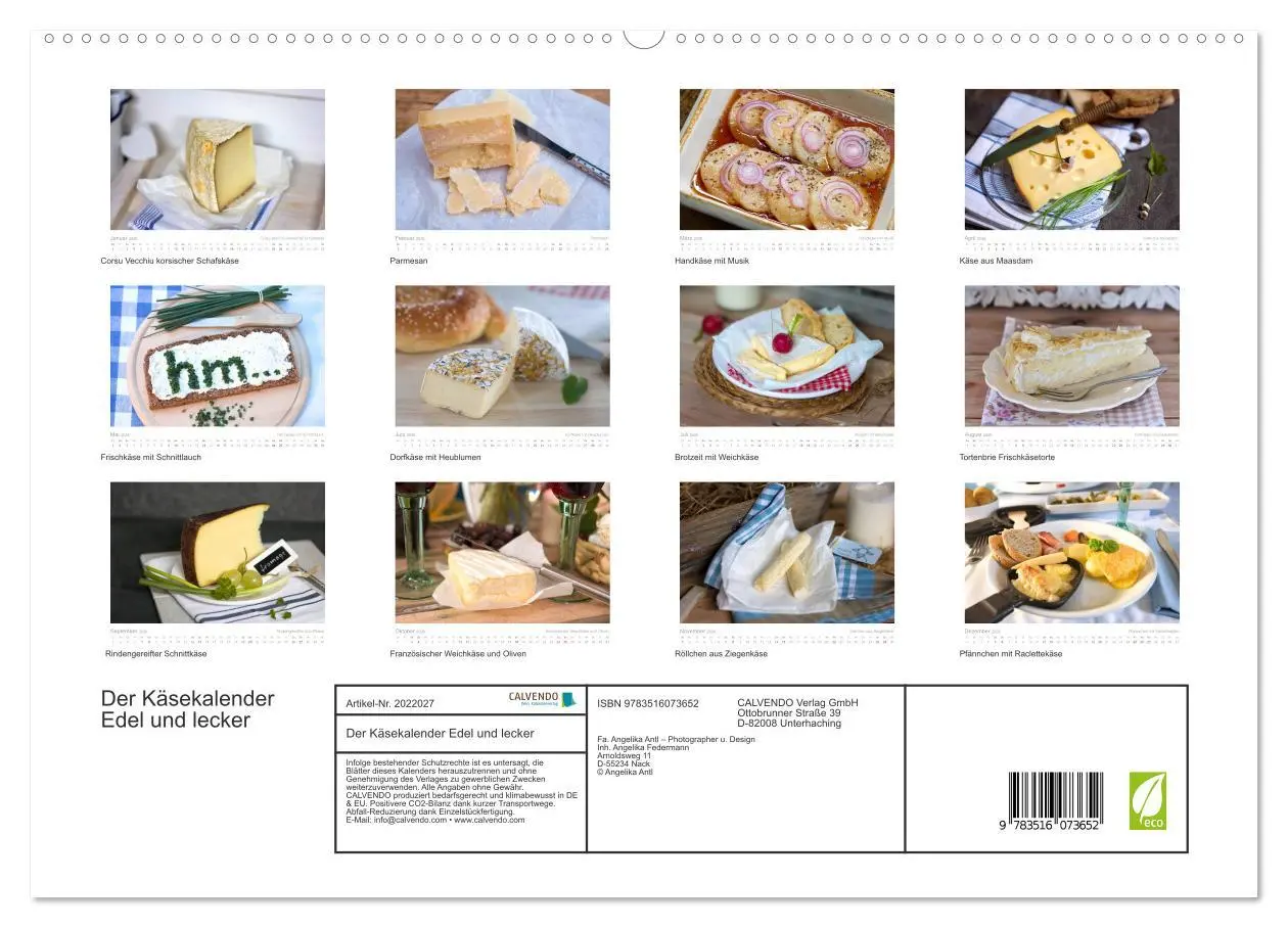 Bild: 9783516073652 | Der Käsekalender Edel und lecker (hochwertiger Premium Wandkalender...