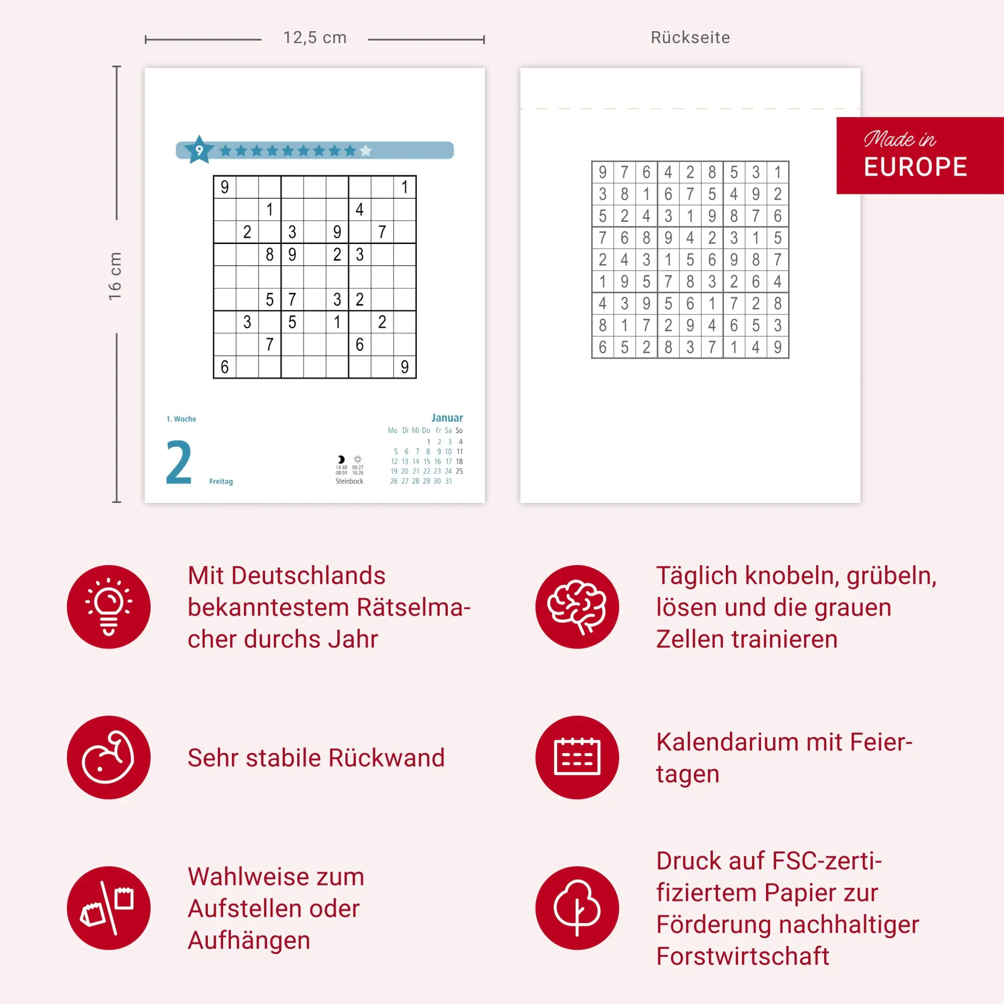 Bild: 9783756413652 | Stefan Heine Sudoku schwierig Tagesabreißkalender 2026 | Stefan Heine