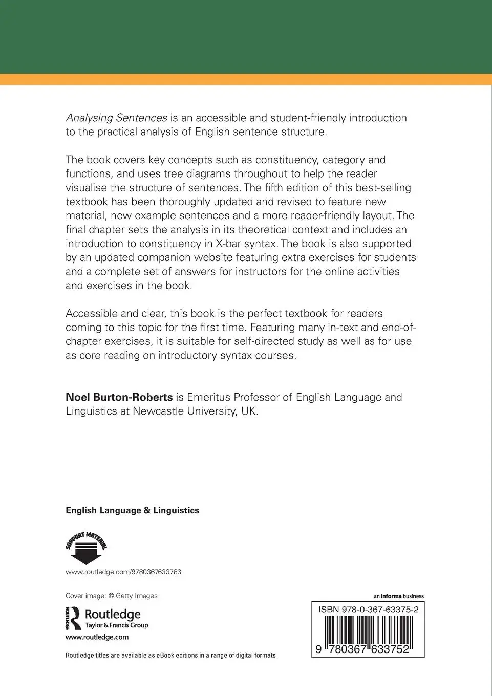 Rückseite: 9780367633752 | Analysing Sentences | An Introduction to English Syntax | Taschenbuch