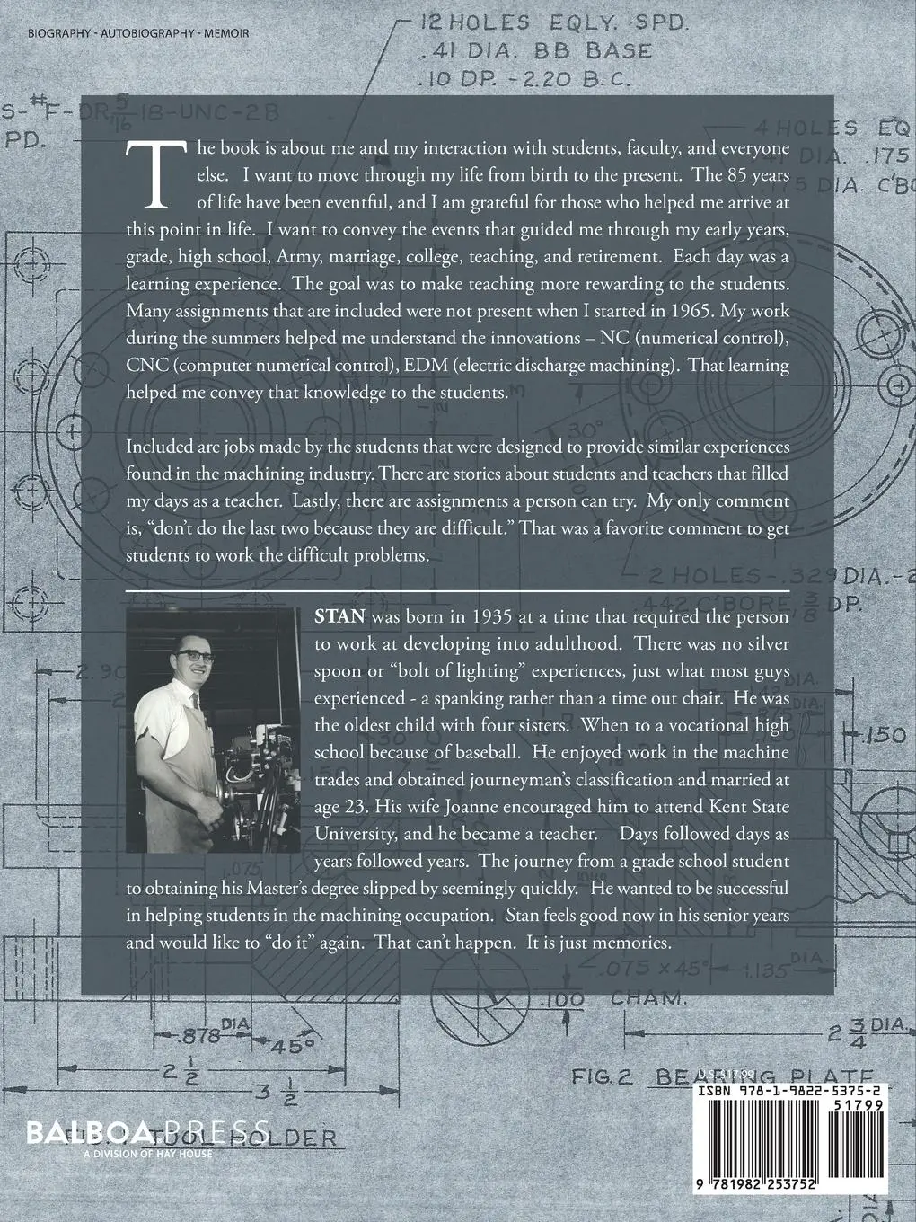 Rückseite: 9781982253752 | Memoirs of a Shop Teacher (B/W Version) | Stanley Sipka | Taschenbuch