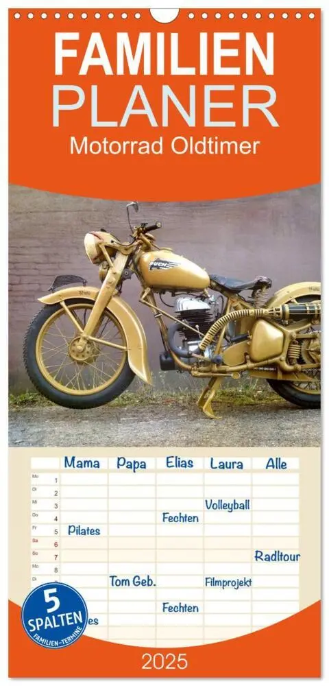 Cover: 9783457113752 | Familienplaner 2025 - Motorrad Oldtimer mit 5 Spalten...