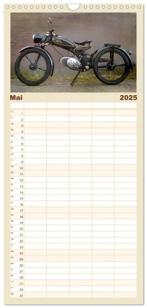 Bild: 9783457113752 | Familienplaner 2025 - Motorrad Oldtimer mit 5 Spalten...
