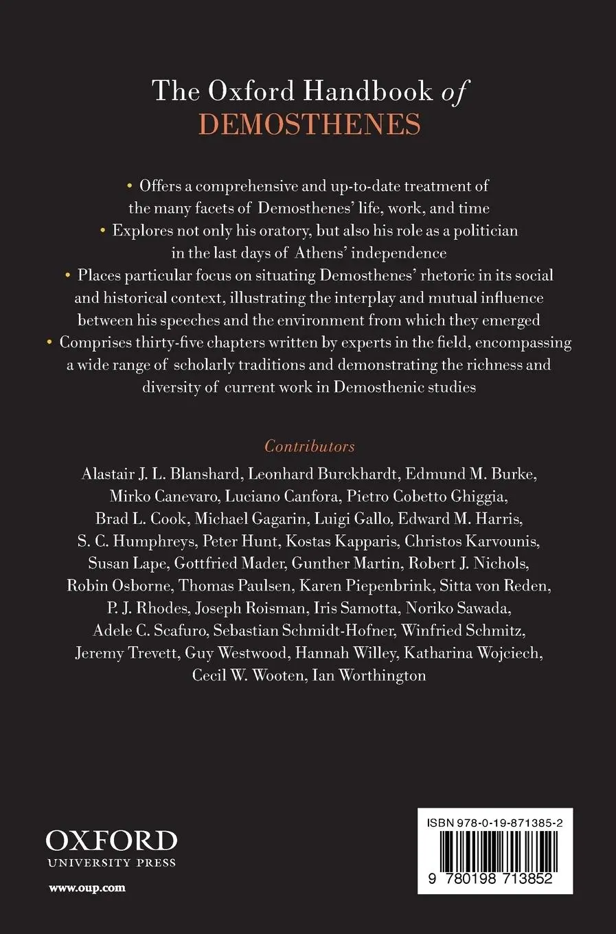 Rückseite: 9780198713852 | The Oxford Handbook of Demosthenes | Gunther Martin | Buch | Gebunden