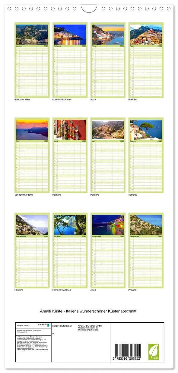 Bild: 9783516503852 | Familienplaner 2026 - Amalfi Küste - Italiens wunderschöner...