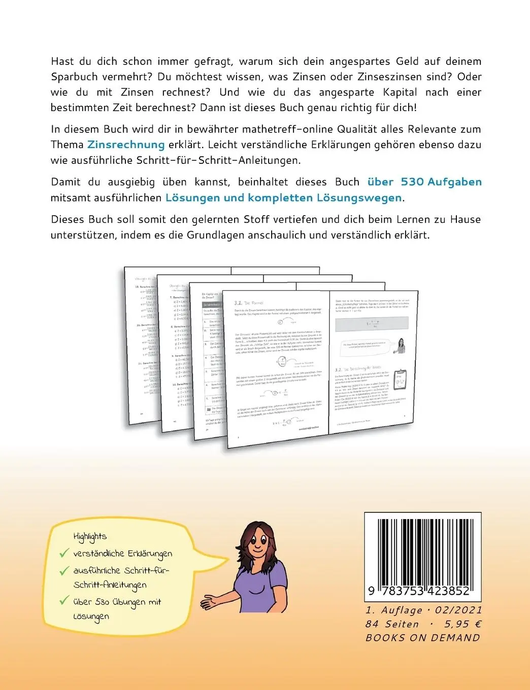 Rückseite: 9783753423852 | Zinsrechnen | einfach erklärt | Christian Hensel | Taschenbuch | 84 S.