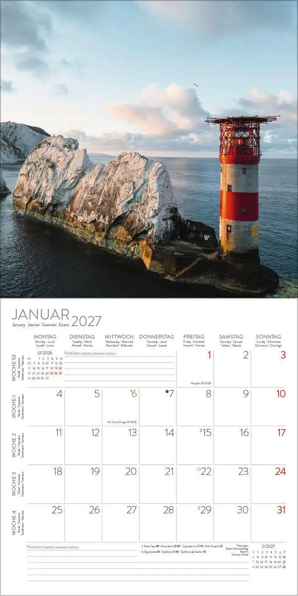 Bild: 9783819303852 | Leuchttürme 2027 | Verlag Korsch | Kalender | 13 S. | Deutsch | 2027